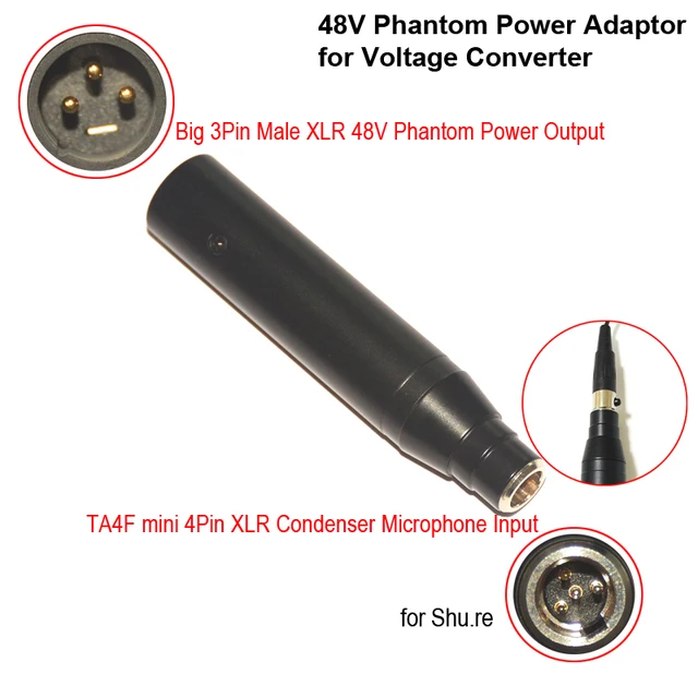 XLR 4 Best Quality 48V Instrument Microphone Phantom Power Adaptor of