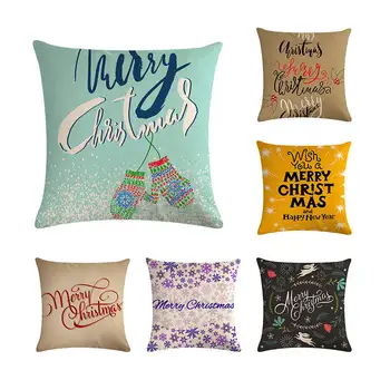

Cartoon Xmas Cushion Cover Merry Christmas Santa Claus Home Decorative Pillows Cover For Sofa Car Decor