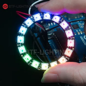 

ws2812b 16leds pixel ring addressable ring modules DC5V input RGB full color round LED Circle Development Board