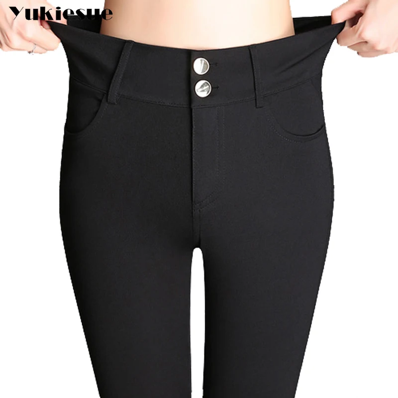 

High waist women pants plus size black blue red pencil pants 2017autumn OL office female trousers pantalon femme mujer