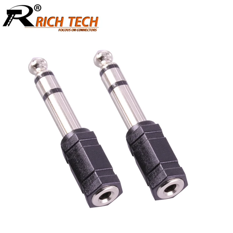 

10pcs 3 Pole Stereo 6.35mm Male Plug to 3.5mm Female Jack 6 Corners Tube Female 3.5mm to Male 6.35mm Stereo Plug Connector
