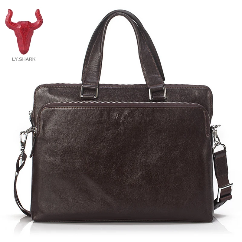 

LY.SHARK Men bag genuine leather men's briefcase shoulder Bags Laptop crossbody messenger bag men leather men's travel bags 2017