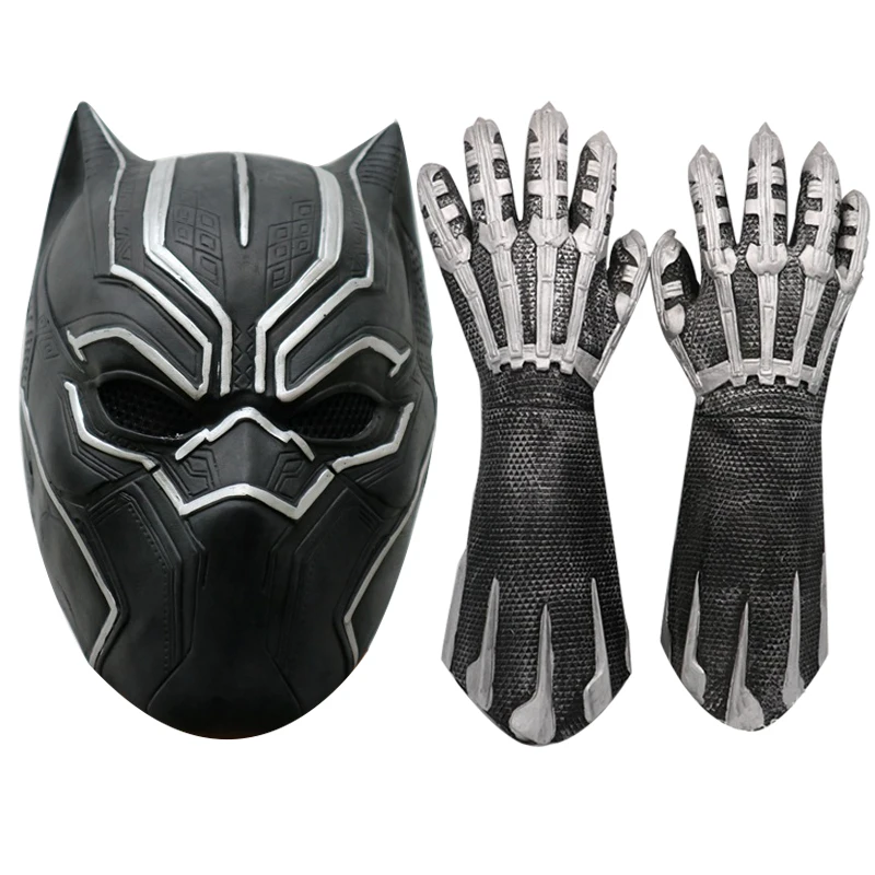 

Avengers Endgame Marvel Black Panther Mask and Glove Captain America 3 Civil War Cosplay Halloween Toy for Adult and Kids