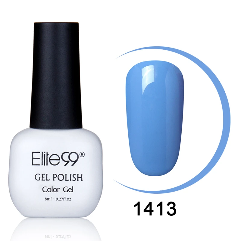 Elite99, 8 мл, чистый цвет, Гель-лак, светодиодный, лампа для ногтей, глазурь, краска, впитывается, сделай сам, УФ, великолепный, цветной, долговечный, УФ-гель, сделай сам, дизайн ногтей - Цвет: 1413 Skyblue