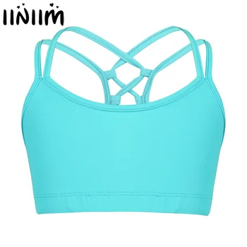 

Kids Girls Ballet Exercise Class Tops Straps Criss Cross Back Tanks Crop Top for Ballet Dancewear Tutu Leotard Costumes