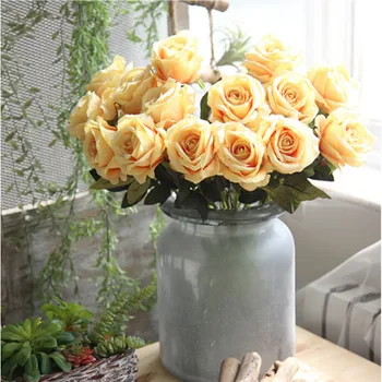 

10PCS Simulation Flower Wedding Supplies Flannel Roses Plant Wedding Fake Flower Home Decoration Crafts Artificial Flowers