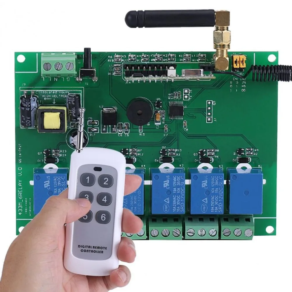 

110-240V 6 Channel Relay Module RF Relay Board With Remote Control Switch