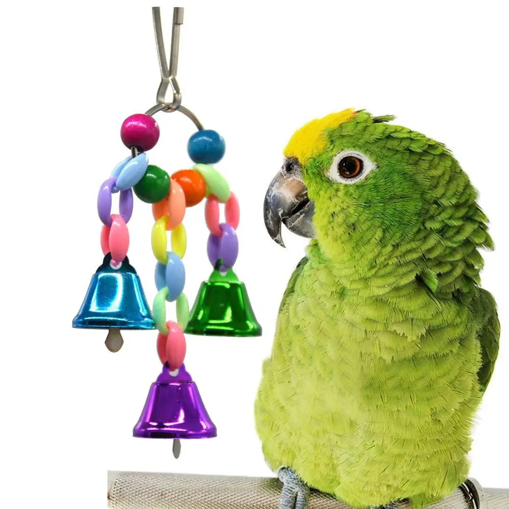 1pc Plastic Metal Pet Birds Toys with Bells Fun Toy for Cockatiel