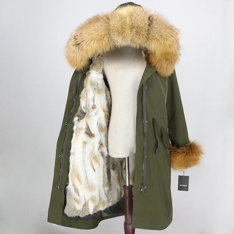 OFTBUY X-long Parka водонепроницаемое пальто натуральный мех зимняя куртка женская натуральный Лисий мех воротник капюшон манжеты подкладка из натурального кроличьего меха Повседневная