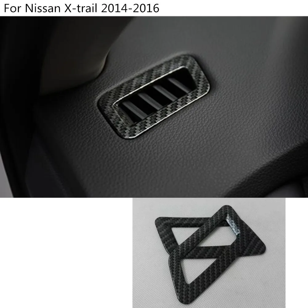 

Car carbon fibre cover garnish trim front Air condition Outlet Vent 2pcs For Nissan X-trail xtrail T32/Rogue 2014 2015 2016