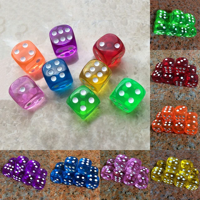 10Pcs 16mm Acrylic Transparent Round Corner Dice Clear Drinking Dice