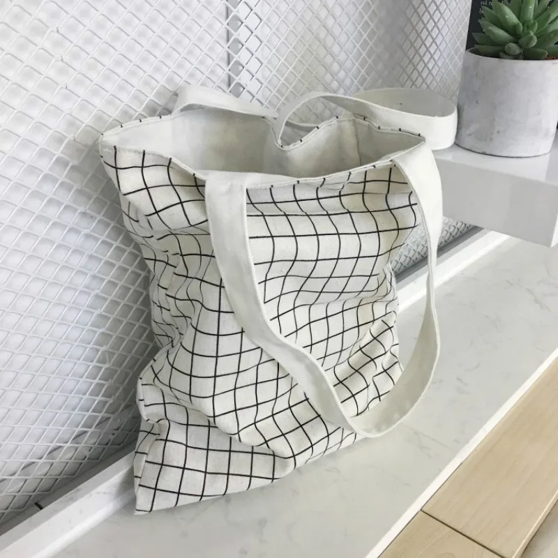 Женские холщовые хозяйственные сумки эко многоразовые дамские сумки двухстороннее использование женские пляжные сумки - Цвет: White