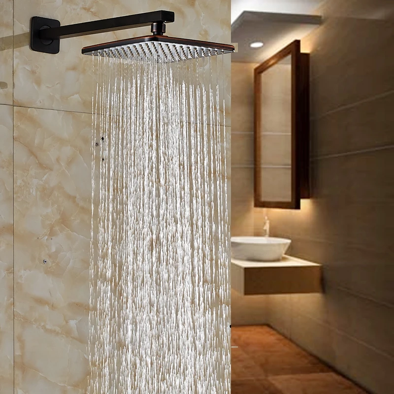 Oil Rubbed Bronze Wall Mount Brass Shower Arm 8 Square Rainfall Shower Head Free Shipping