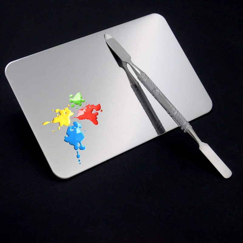 Elegant 1pc Stainless Steel Makeup Palette Plate Rectangle Eyeshadow