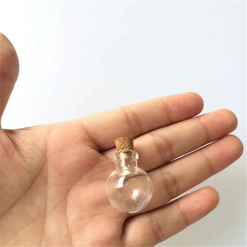Round Ball Mini Bottles Pendants Necklace Small Glass Bottles With Cork Gift Glass Jars Vial 20pcs new