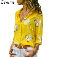 Camicette da donna a manica lunga 2020 camicia da camicetta con colletto rovesciato taglie forti top Casual camicie di Chiffon eleganti da lavoro 5XL
