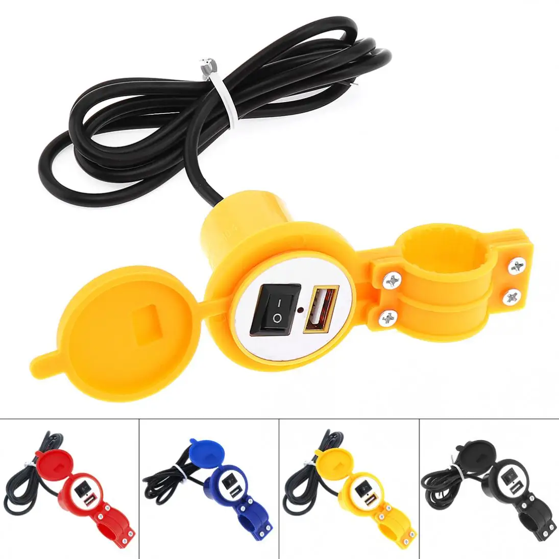 

5V 1.5A Switch Control Waterproof Universal Modified Dural USB Charger with Mounting Clamp for Auto / Motorbike / Boat