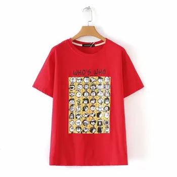 

Plus size Cotton print letter women short sleeve Tshirts 2019 summer casual ladies T shirts tops female tees O-neck T-shirts