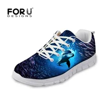 FORUDESIGNS High Quality Men’s Casual Shoes Comfortable Flats Trainers Breathable Lace-up Shoes Solid Sea Animal Printed Shoes