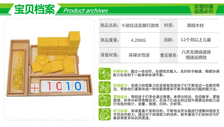 Деревянная Монтессори детская профессиональная серия Монтессори математика Обучающие инструменты десятичная и банковская игра игрушки Математические Игрушки
