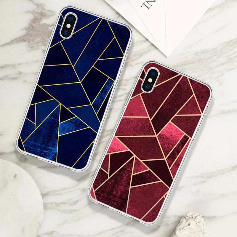 Абстрактный геометрический Прозрачный чехол для телефона iPhone XR X 6 6S 7 8 Plus 5