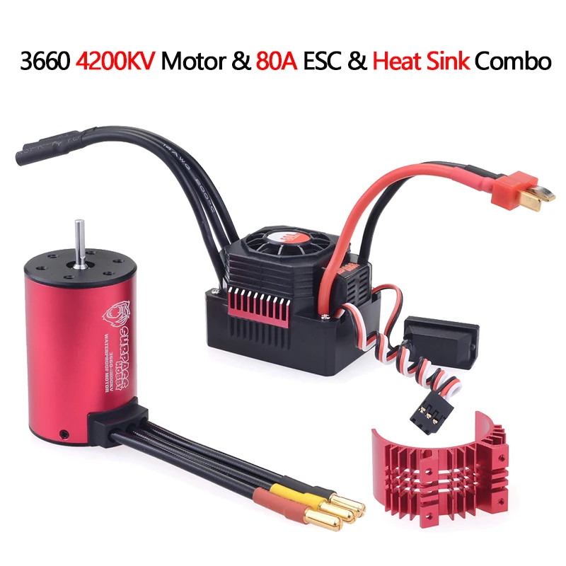 

SURPASSHOBBY KK Waterproof Combo 3660 1750KV 2200KV 2600KV 3100KV 3300KV 3500KV Brushless Motor w/Heat sink 80A ESC