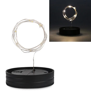 

10LED Solar LED Mason Jars Light Lids Insert for Wedding Christmas Holiday Party Decorative Lighting Fit for Regular Mouth Jars