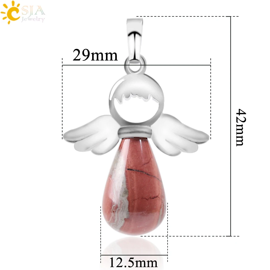 Natural Stones Angels Pendant for Necklace Pink Quartz Onyx - Image 4