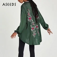 long sleeve chiffon blouse green long shirt embroidery blouses 2017 women tops korean fashion clothing shirts casual women top