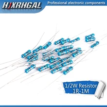 50 шт. 1/2W металлический пленочный резистор 1R~ 2,2 м 100R 220R 330R 1K 1,5 K 2,2 K 3,3 K 4,7 K 10K 22K 47K 100 к 100 220 330 1K5 2K2 3K3 4K7 ом
