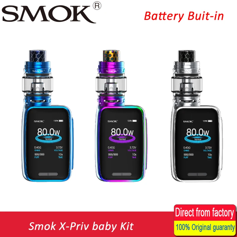 

Smok X-Priv Baby Kit 80W X Priv Baby Box MOD kit 6ml TFV12 Big Baby prince Tank and buit-in 2300mah Battery E-Cigarette Vape