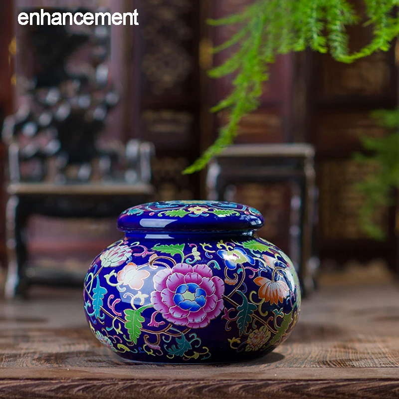 

Jingdezhen Antique Enamel Ceramic Tea Jar Tea Caddy Canister Portable Travel Storage Bottles Sealed Tank Jar Food Candy Jar