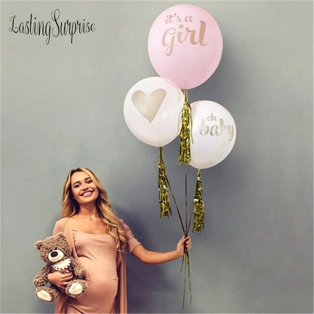 12pc 2 2g Latex Balloons font b Baby b font Shower Gold Glitter Pink Blue Its