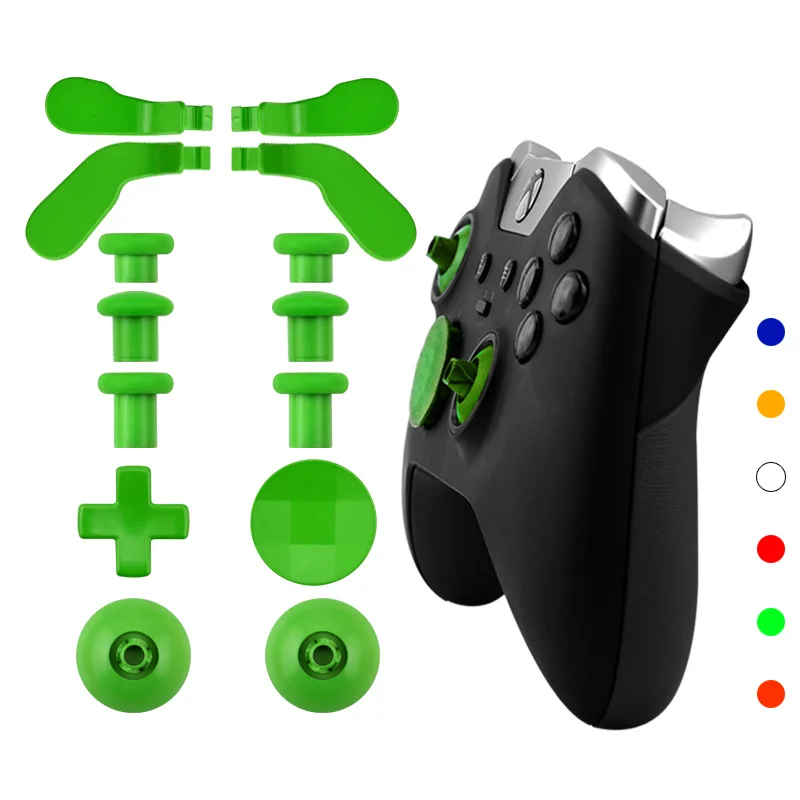 Для xbox One Elite беспроводной контроллер 14 шт. металлические Сменные джойстики джойстик колпачки весло Dpad для xbox One Elite геймпад - Цвет: Green