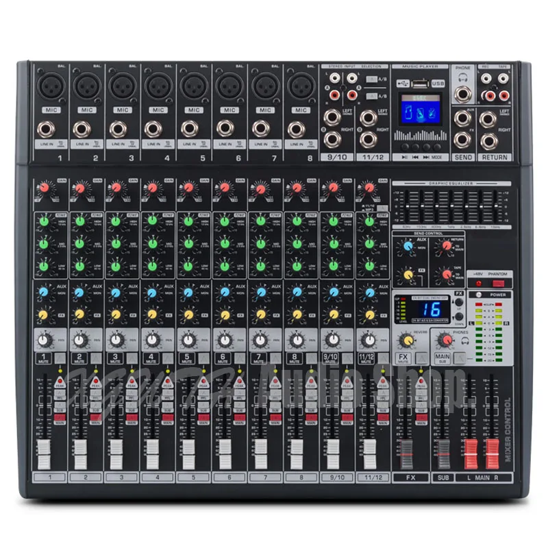12 Channel Mixer 16 Digital Reverb Effects Seven