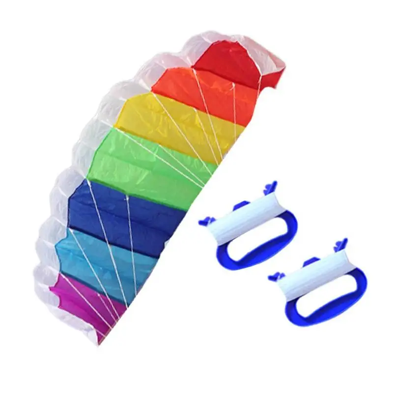 

Free Shipping Double Line 1.4M plus 30m Line Kite Fly Rainbow Sports Beach Stunt Kite with Handle Nylon Outdoor Kite Surfing