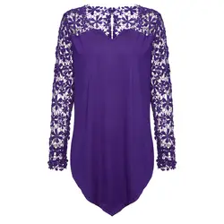 Плюс Размеры 5xl блузка Для женщин Кружево цветочный с длинными рукавами в стиле пэчворк Блузки для малышек рубашка элегантные дамы
