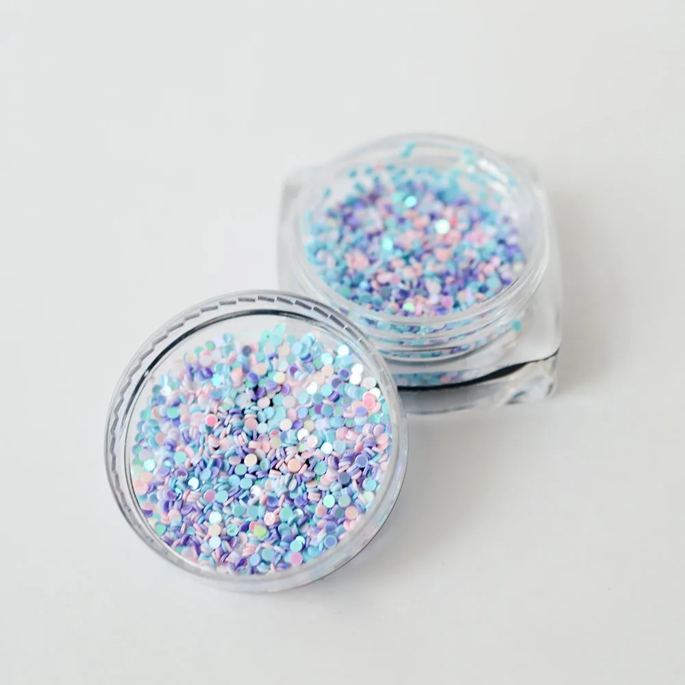 

2g/case 2017 Mixed Designs Glitter Glow Glossy Iridescent Round Design DIY Nail Tip Decoration Nail Art Accessories TRY04