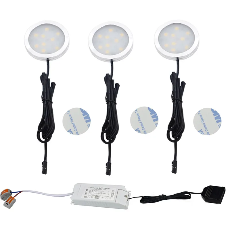 Aiboo Triac с регулируемой яркостью LED под шкафом алюминиевые шайбы лампы 3 Hardwired для