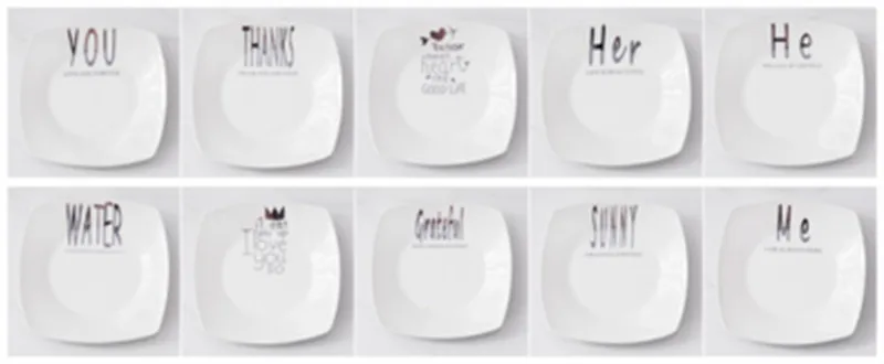 Talerze piatti ceramica assiette тарелка простая паста Письмо Блюдо креативная парная дисковая пластина квадратная десертная тарелка