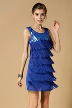 2017 Summer Stage Dresses Sexy Clubwear Sequin Fringed Sleeveless Solid color 1920s Flapper Party Dress Women Mini Fringe Dress