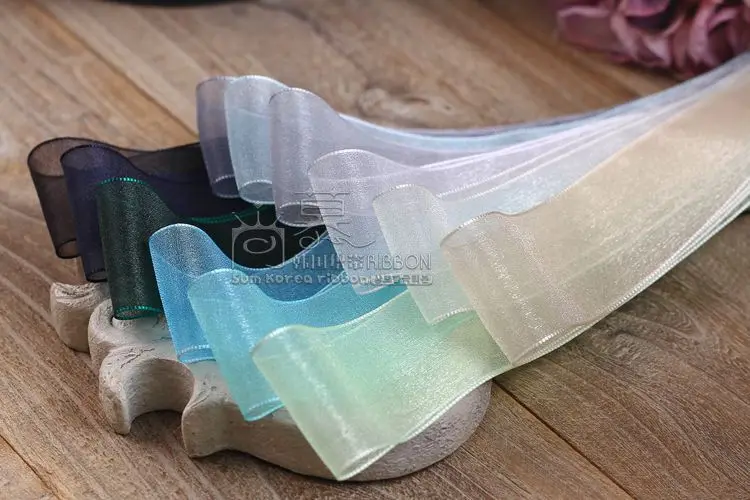 100 ярдов 7/16/25/38 мм прозрачная органза ленты в Корейском стиле ленты для упаковки подарка одежды аксессуары для создания прически бант аксессуары