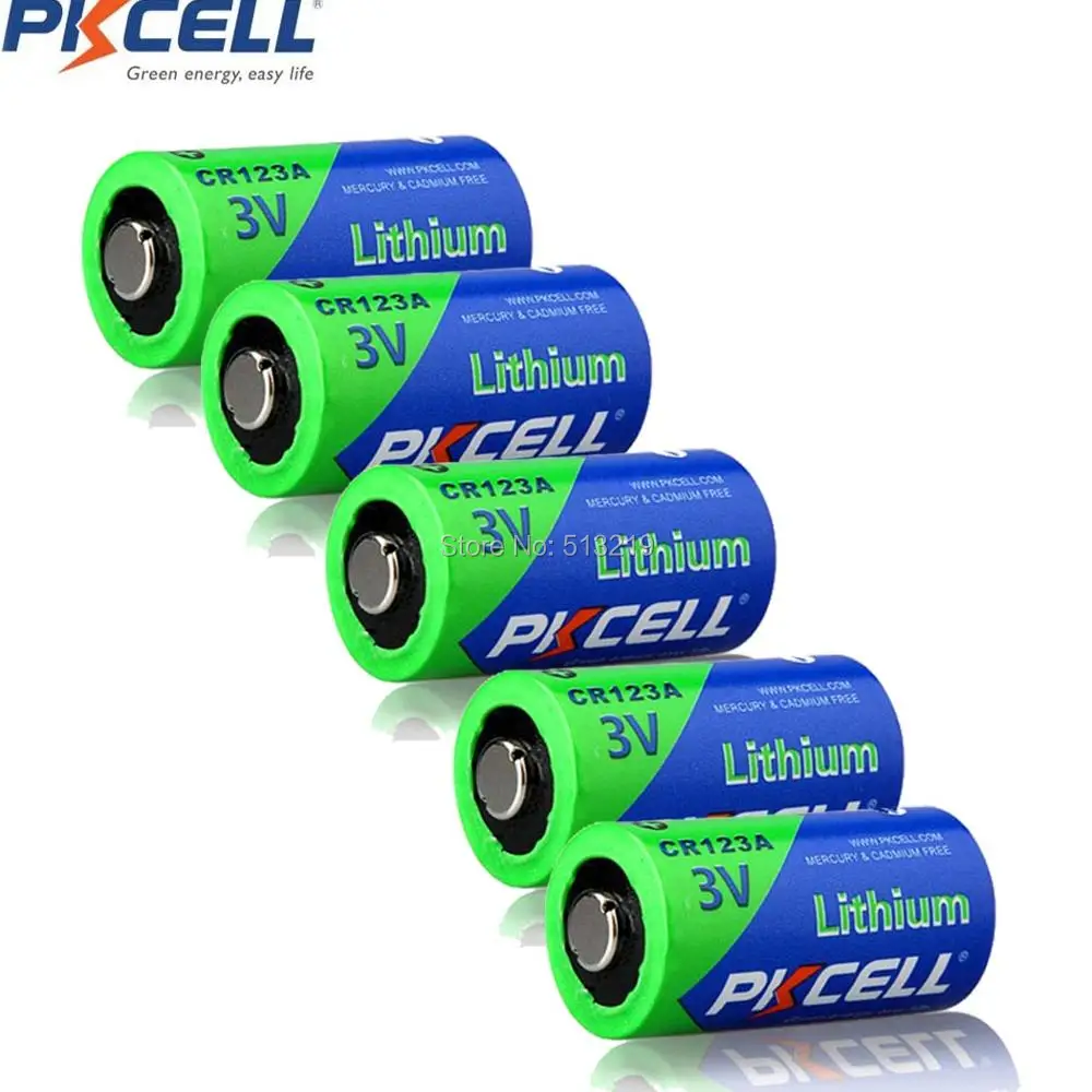 5 шт. PKCELL 2/3A CR123A CR123 CR 123 CR17335 123A CR17345(CR17335) 16340 3V литиевая батарея батареи для Carmera