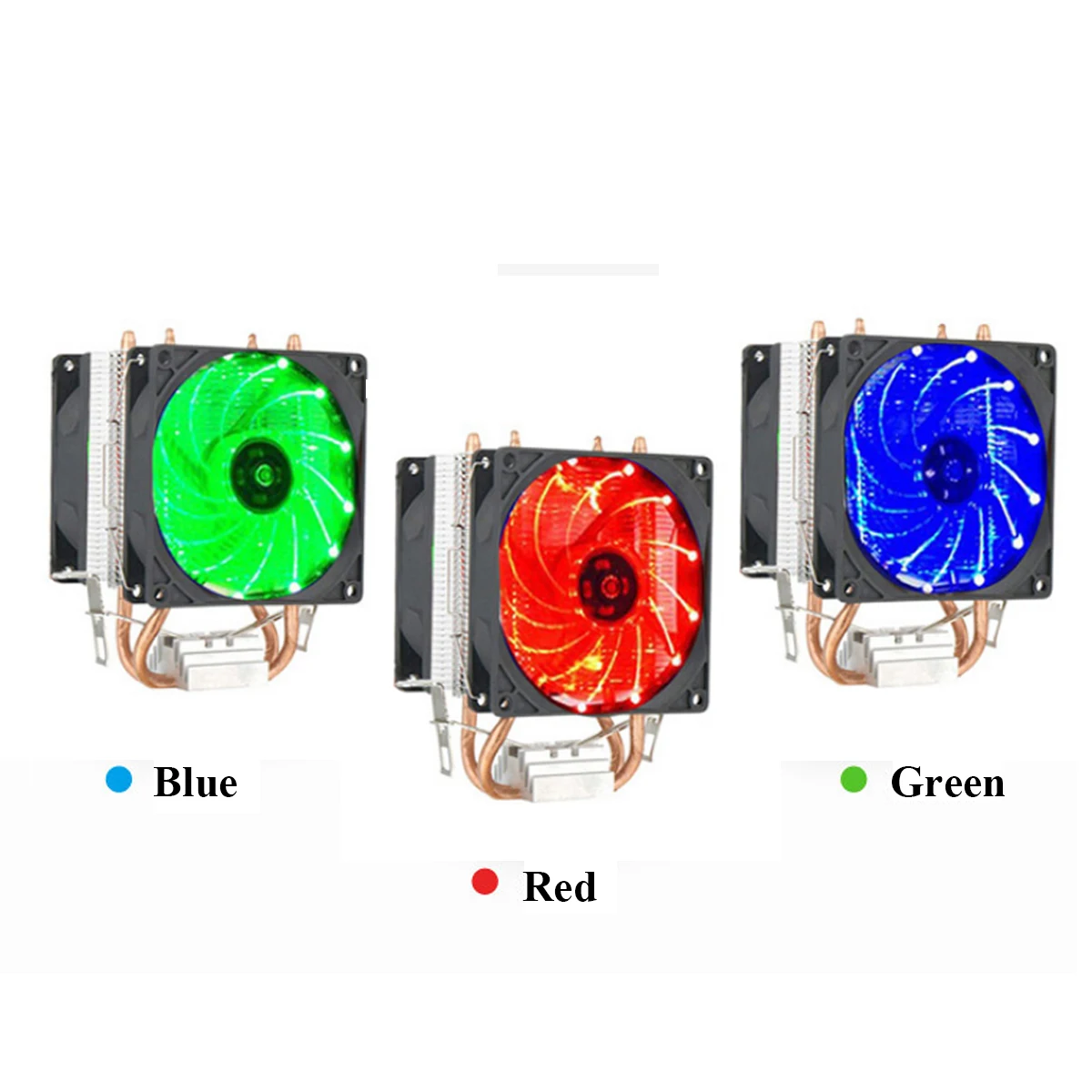 LED مزدوج مروحة 2 الحرارة الأنابيب هادئة وحدة المعالجة المركزية برودة غرفة التبريد المبرد ل LGA 1155 775 1156 AMD 12 V المزدوج وحدة المعالجة المركزية برو...
