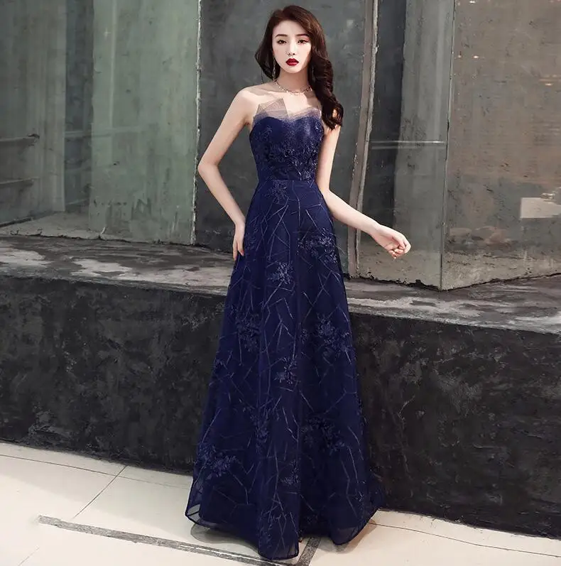 Сексуальные темно-синие платья в восточном стиле, китайское винтажное традиционное свадебное платье Ципао, длинное платье Ципао размера плюс XS-3XL - Цвет: style B