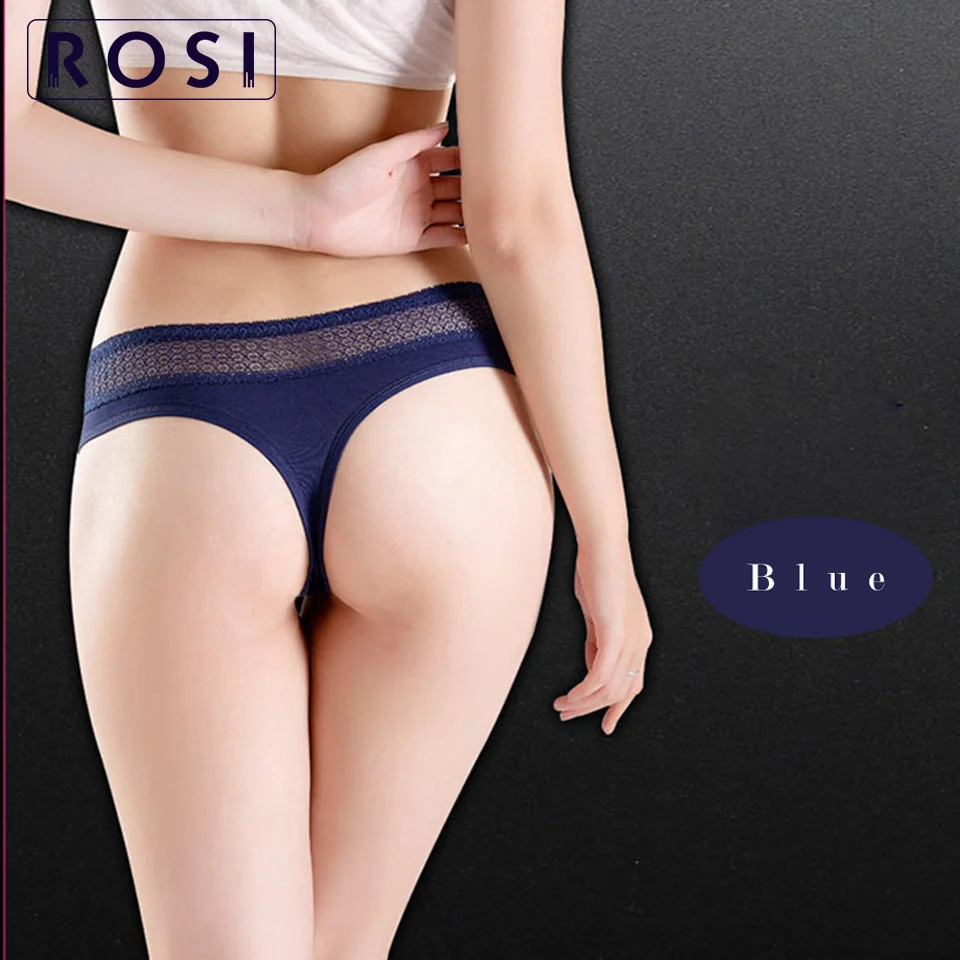 ROSI 3 шт. сексуальные женские хлопковые g стринги трусики кружевные бесшовные