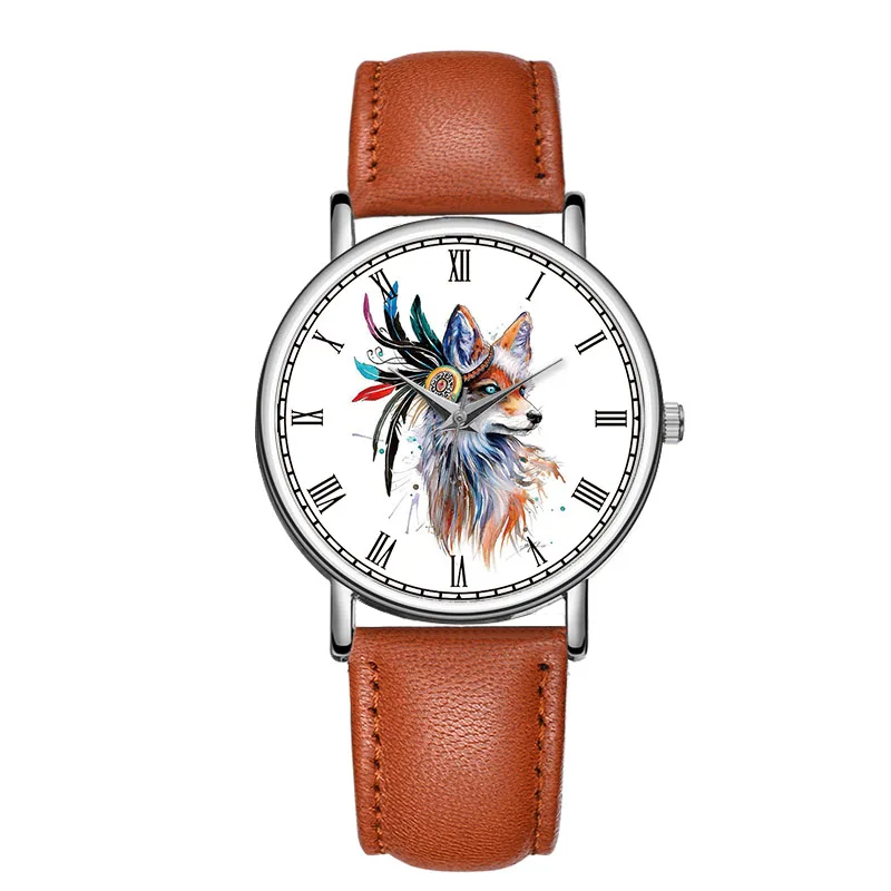 

C-9015 BAOSAILI Beautiful Wolf Watercolour Design Watch Roman Number Elegance Charm Women And Ladies Watches