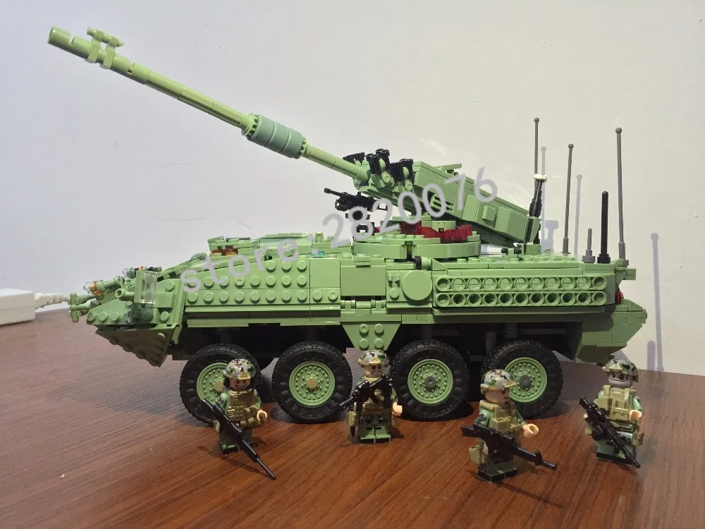 

Kazi STRYKER MGS-M1128 Tank Collection Series Trans Toys 1:21 Wheeled Mobile Art Model Building kits Blocks compatible with loge