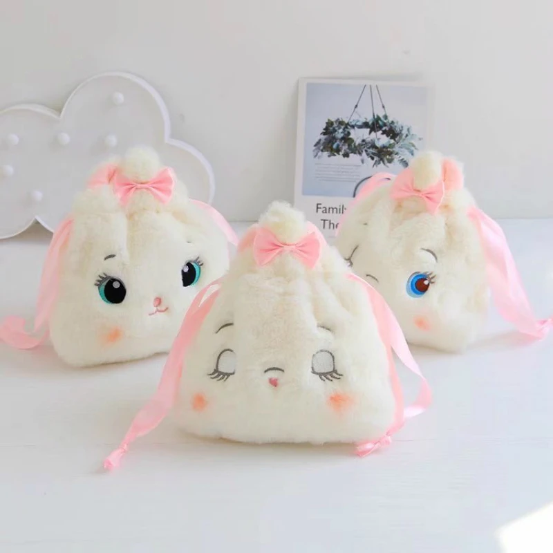 

Tsum Cartoon Cute Women Marie Cat Plush Drawstring Bag Faux Rabbit Fur Pouch Girls Cosmetic Storage Bags for Children Gifts