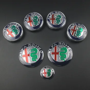 

7pcs for Alfa Romeo Logo Hood Trunk Steering Wheel Badge Wheel Center Cap Emblem Brera GT Mito Spider Giulietta Giulia Stelvio